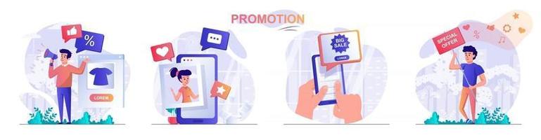 Promotion concept scenes set vector