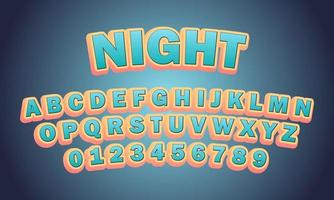 night font alphabet vector