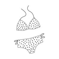 Summer women's swimsuit in doodle style. Cute vector illustration.