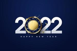 Happy new year 2022 with digital clock illustration. vector