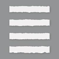 Ripped torn paper sheets collection on gray background vector