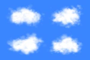 Realistic white clouds set with blue sky vector