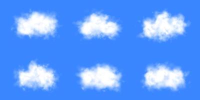 Realistic white clouds set with blue sky vector