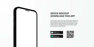 banner for downloading app for mobile phone, 3D smartphone mockup vector