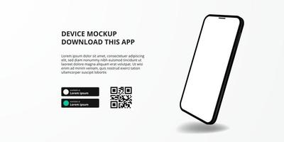 banner for downloading app for mobile phone, 3D smartphone mockup vector