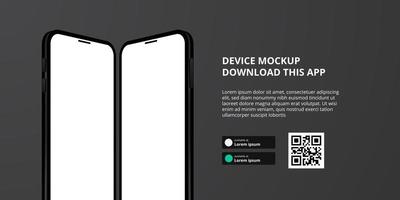 banner for downloading app for mobile phone, 3D smartphone mockup vector