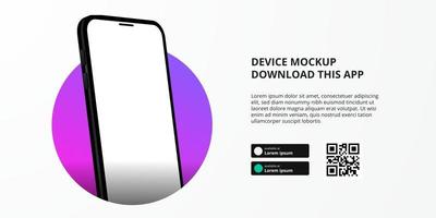 banner for downloading app for mobile phone, 3D smartphone mockup vector