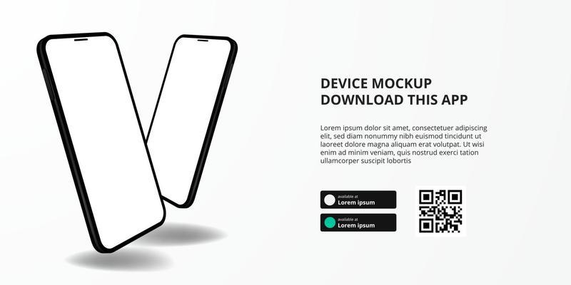banner for downloading app for mobile phone, 3D smartphone mockup