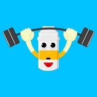 Vector illustration of cute bottle cartoon lifting weights