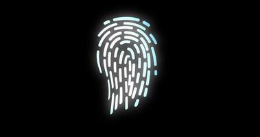 futuristische digitale verwerking van biometrische animatie van vingerafdrukzwart. security scanning van vinger cyber mobiele telefoon unlock applicaties video