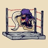 The brutal skull in the boxing ring vector