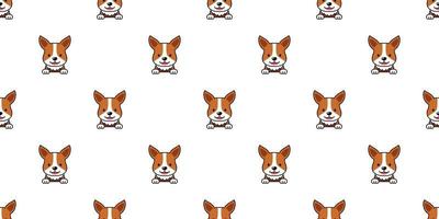 Cartoon character corgi dog face seamless pattern background