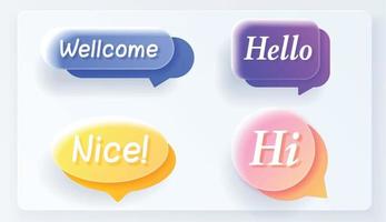 Set of flat colorful bubble realistic glass speech vector. vector