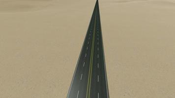 estrada de asfalto reta no deserto arenoso