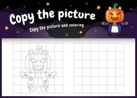 Copie la imagen del juego para niños y la página para colorear con un lindo panda vector