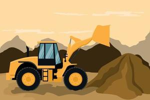 Frontal loader doing construction and mining work vector