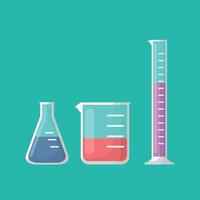 Chemical laboratory equipment, Erlenmeyer flask, beaker and test tube vector