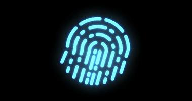 biometrischer Fingerabdruck. futuristische digitale Verarbeitung von biometrischen Fingerabdruckscannern und futuristischen Cyber-Anwendungen. Blinklicht video