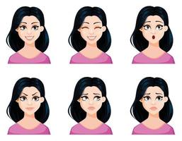 Face expressions of beautiful woman vector