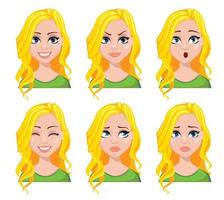 expresiones faciales de mujer estudiante vector