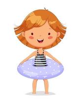 Cute little girl with inflatable ring vector