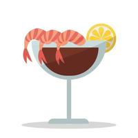 Cocktail with shrimps on a white background - Vector