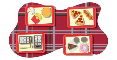 Various food of different cuisines of the world on a tray - Vector