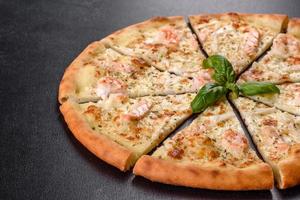 Delicious fresh seafood oven pizza photo