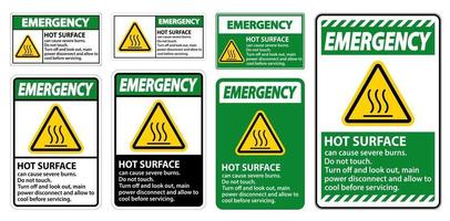 Emergency Hot surface sign on white background vector