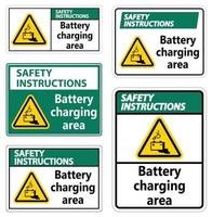 Safety Instructions Battery charging area Sign on white background vector