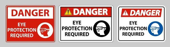 Señal de peligro de protección ocular necesaria sobre fondo blanco. vector