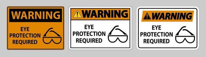 Señal de advertencia de protección ocular necesaria sobre fondo blanco. vector