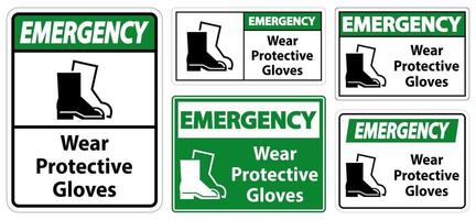 Emergency Wear protective footwear sign on transparent background vector