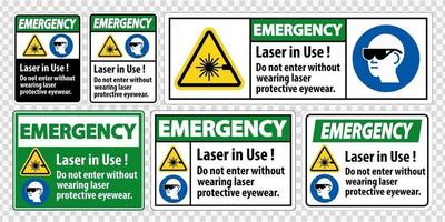 Laser In Use Do Not Enter Without Wearing Laser Protective Eyewear vector