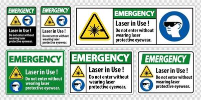 láser en uso no ingrese sin usar gafas de protección láser vector