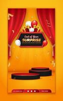 End of year surprise contest invitation social media story template vector