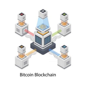 red blockchain de bitcoin vector