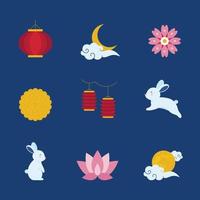 Mid Autumn Festival Icon Collection vector