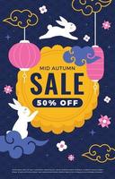 Mid Autumn Sale Flyer with Mooncake Element vector