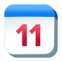 Calendar icon with number eleven vector