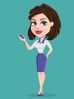 hermosa mujer de negocios con smartphone. vector