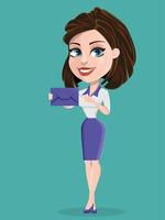 Beautiful businesswoman with envelope. Businesswoman in formal wear. vector