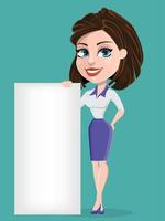 Beautiful businesswoman with blank placard. vector