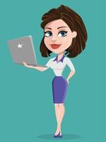 Beautiful businesswoman with laptop. Businesswoman in formal wear vector