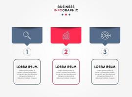 Plantilla de negocio de diseño infográfico con iconos y 3 opciones o pasos. vector