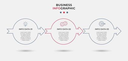 Plantilla de negocio de diseño infográfico con iconos y 3 opciones o pasos. vector