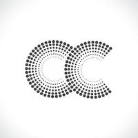 Abstract vector circle frame halftone dots logo emblem design.