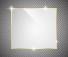 Gold luxury shiny glowing frame with shadows isolated on transparent vector