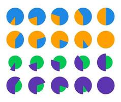 conjunto de gráfico circular del 10 al 100 por ciento en estilo plano para infografía vector