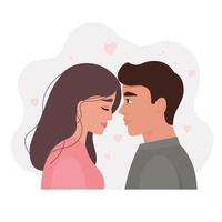 Portrait of a romantic couple in love. Vector illustration